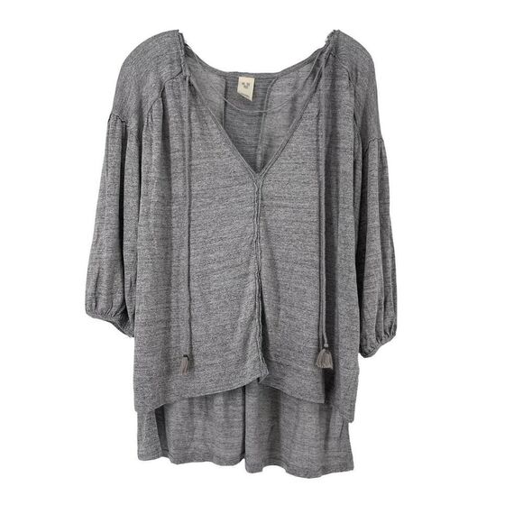 Free People Tunic Gray Bohemian Relaxed Fit Balloon Sleeve We The Free Size XS - Picture 1 of 9